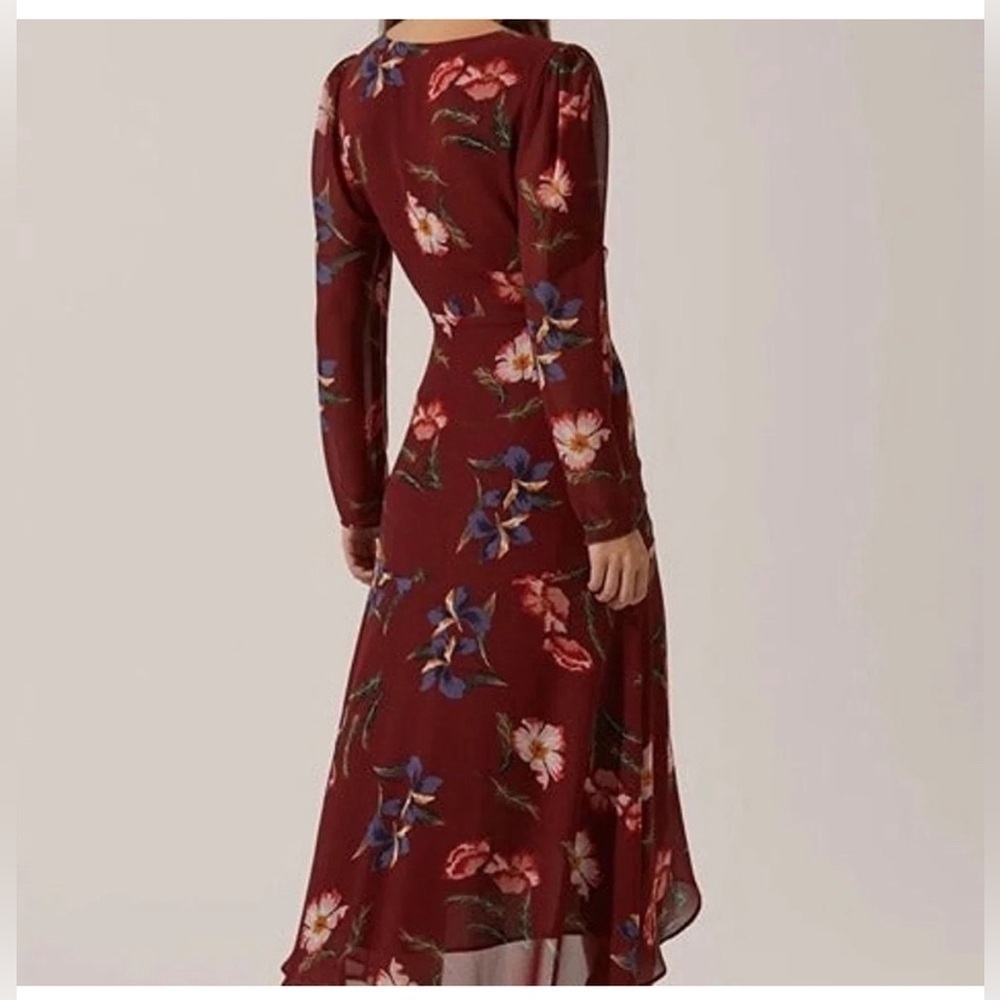 ASTR The Label Hi-Lo Ruched Front Midi Dress Floral Print Size Small - Picture 8 of 9